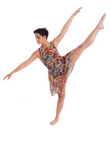 Obraz premium Young female dancer in colorful dress