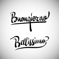 Buongiorno. Greetings hand lettering set (vector)