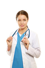 A portrait of a female doctor in uniform