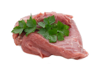 Raw meat on a white background