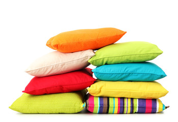 Colorful pillows isolated on white