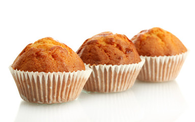 tasty muffin cakes, isolated on white