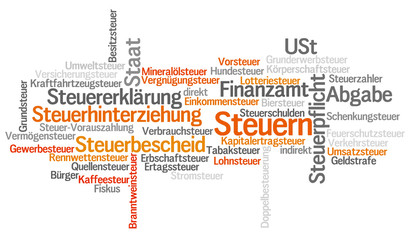 Tagcloud - Steuern weiss
