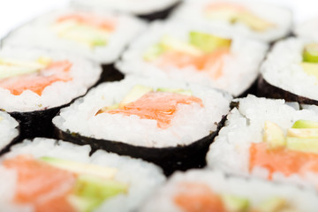 Fresh maki sushi rolls. Japanese food