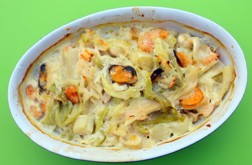 cassolette de poireaux aux fruits de mer