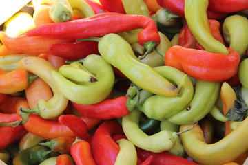Fresh peppers at a market
