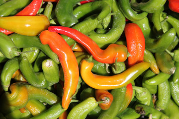 Fresh peppers at a market