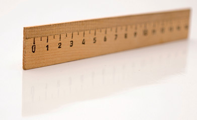 wooden ruler on a white background