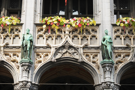 Details of neogothic facade of historical building