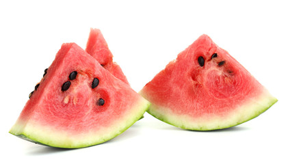 Sweet watermelon slices isolated on white