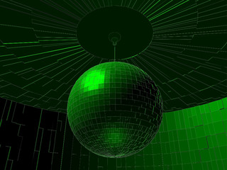 Green Disco Ball In Room Vector 03
