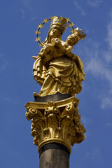 Fototapeta na wymiar Golden Madonna and child in Pilzen