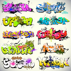 Graffiti wall vector urban art - 45586056