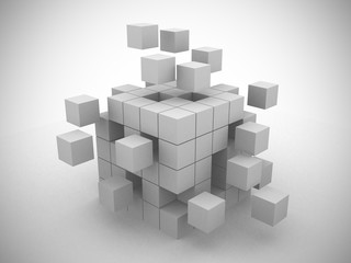 Cube assembling from blocks