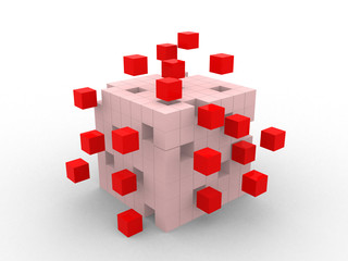 teamwork business abstract concept with red cubes