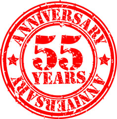 55 years anniversary rubber stamp, vector illustration