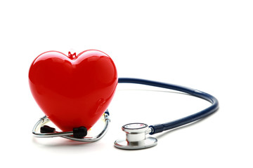 An image of a stethoscope and a red heart
