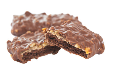 cookies with chocolate and nuts isolated