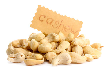 tasty cashew nuts, isolated on white