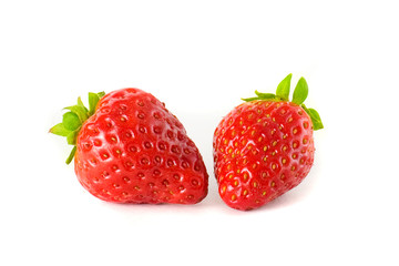 Beautiful strawberry on a white background. A slice.