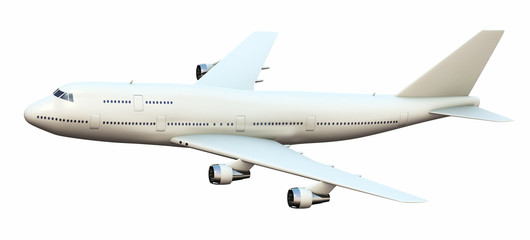 Passenger airplane, isolated on white background.