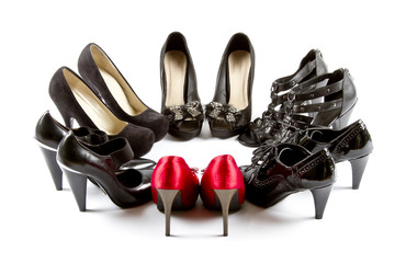 High heels red and black