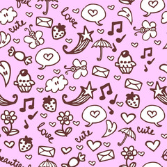 Romantic hand drawn seamless pattern
