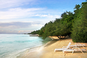 Idyllic beach of Indian ocean on Maldives