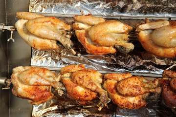 Roasted chicken on the grill