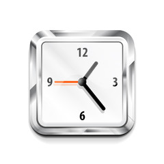 Metal square clock icon. Vector illustration