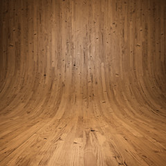 Wooden planks Room with wooden floor and walls