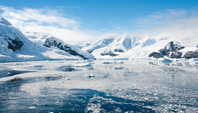 Sunny lagoon in Antarctica