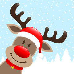 Reindeer Hat Winter Forest Snowfall Diagonal