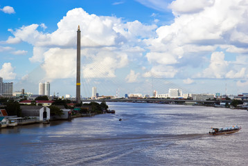 Fototapeta premium Chao Phraya river and boat in Bangkok