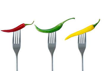 Chilischoten auf Gabeln