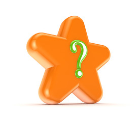 Orange star with a green query mark.