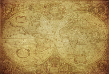 Fototapeta na wymiar vintage, mapa świata 1630 ..