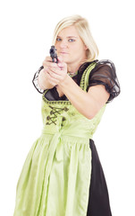 Woman having fun with a gun