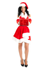 Beautiful woman in Santa Claus dress