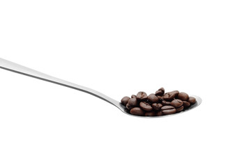 spoon with coffee beans. isolated photo.