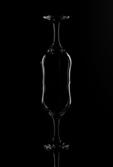 Wine glasses on a black background