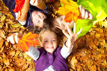 happy kids in autumn