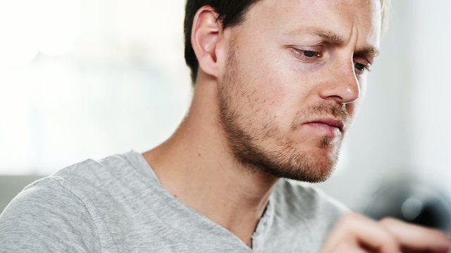 Happy Man Eating Healthy Food