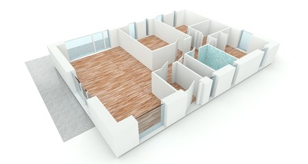 3D rendering house plan