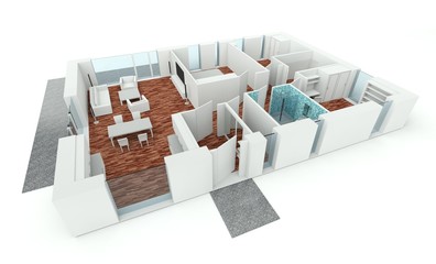 3D rendering house plan