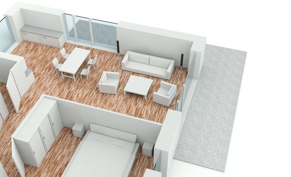 3D rendering house plan