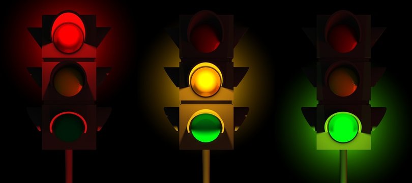3d traffic lights set