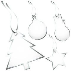 4 Christmas Hangtags Silver Frame