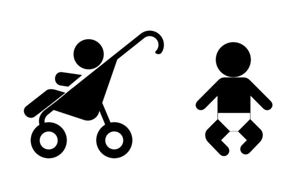 B&eacute;b&eacute; et enfant dans une poussette