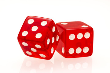 Red dice isolated on a white background